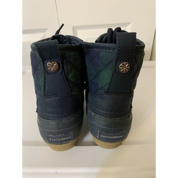 Isaac Mizrahi Live! Plaid Waterproof Boots‎ Zip Navy - 6 M - Picture 9 of 10